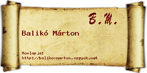 Balikó Márton névjegykártya